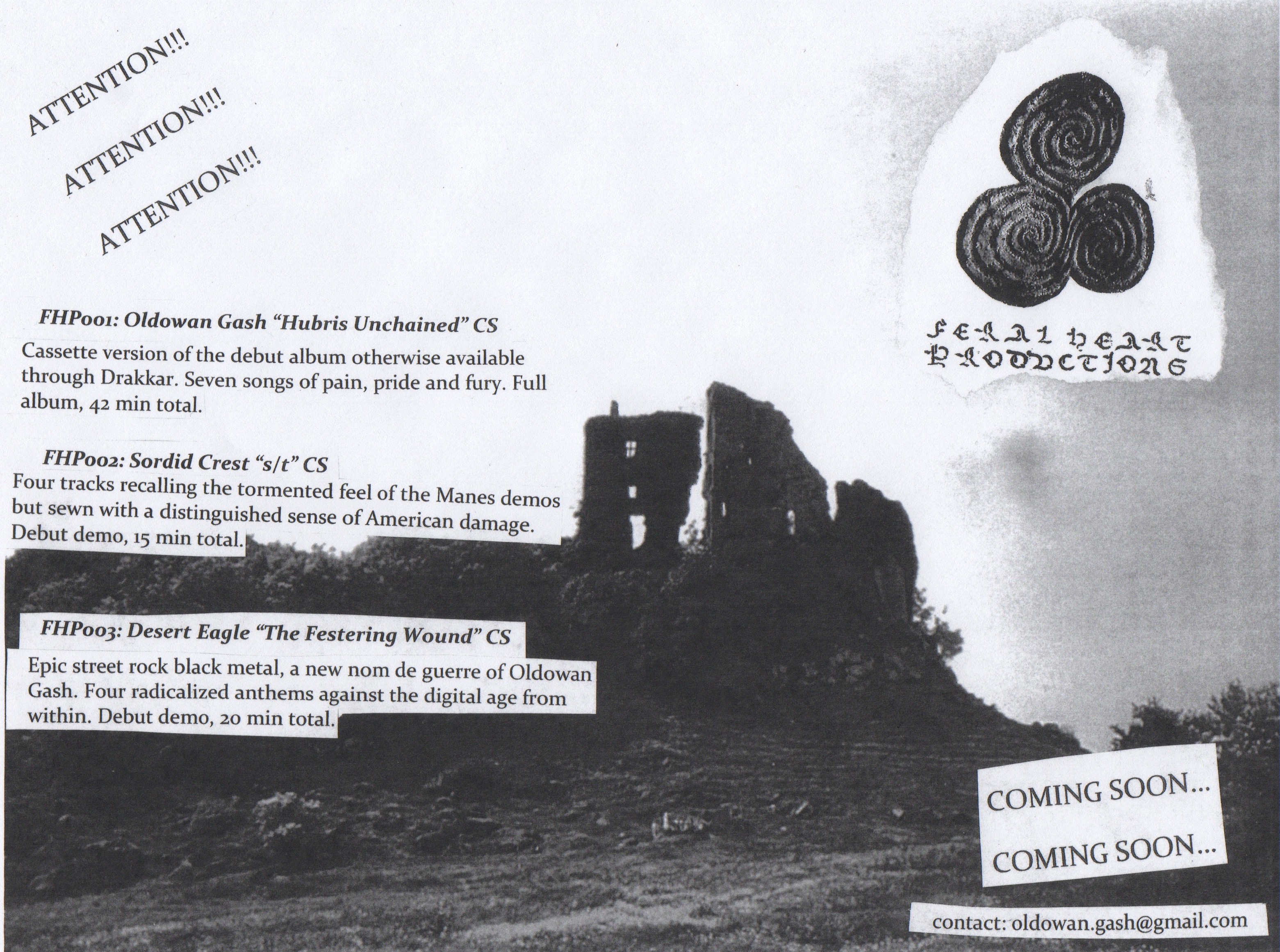 Feral Heart Productions promotional flyer