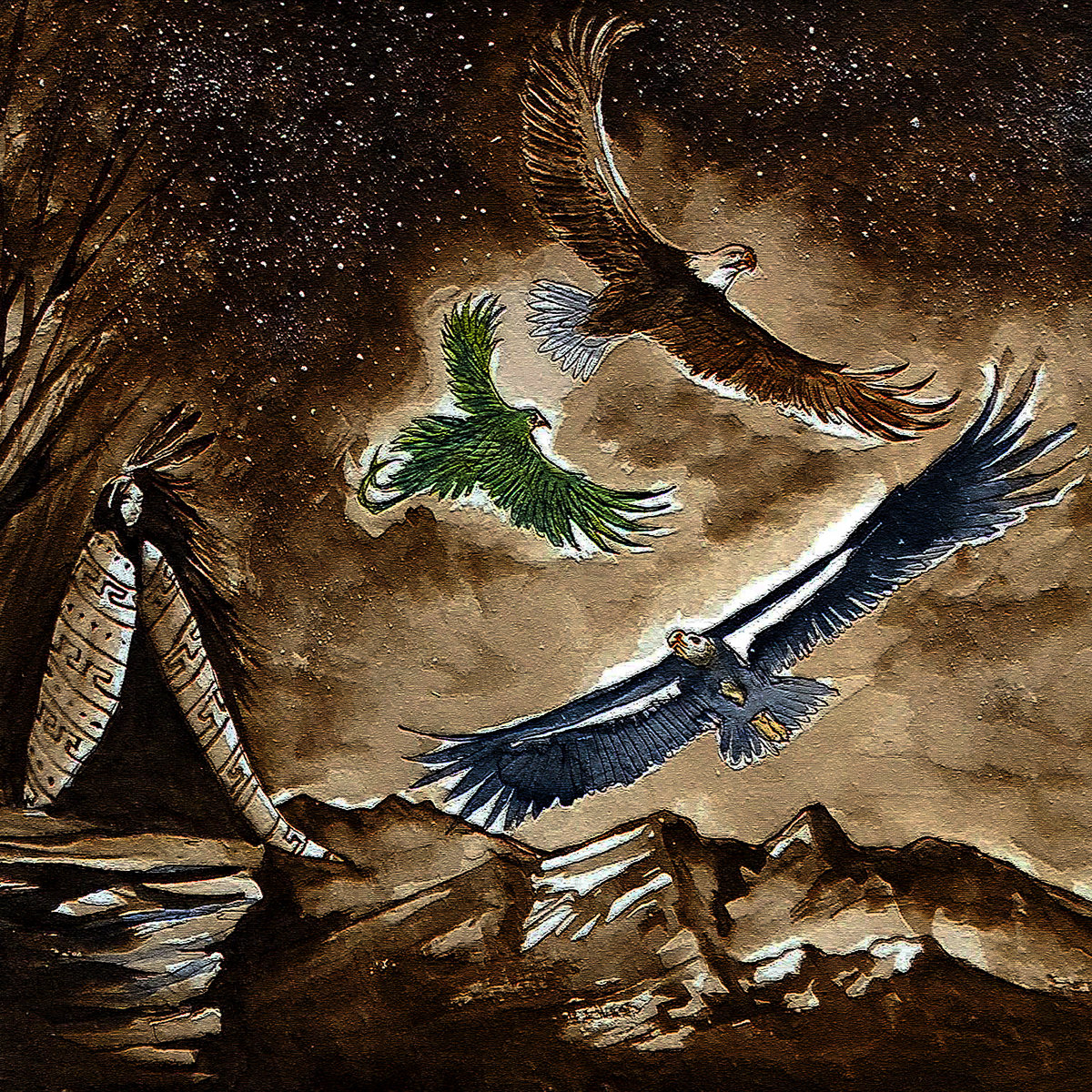 Ixachitlan "Eagle, Quetzal, and Condor" art by Healing Ways Artistry